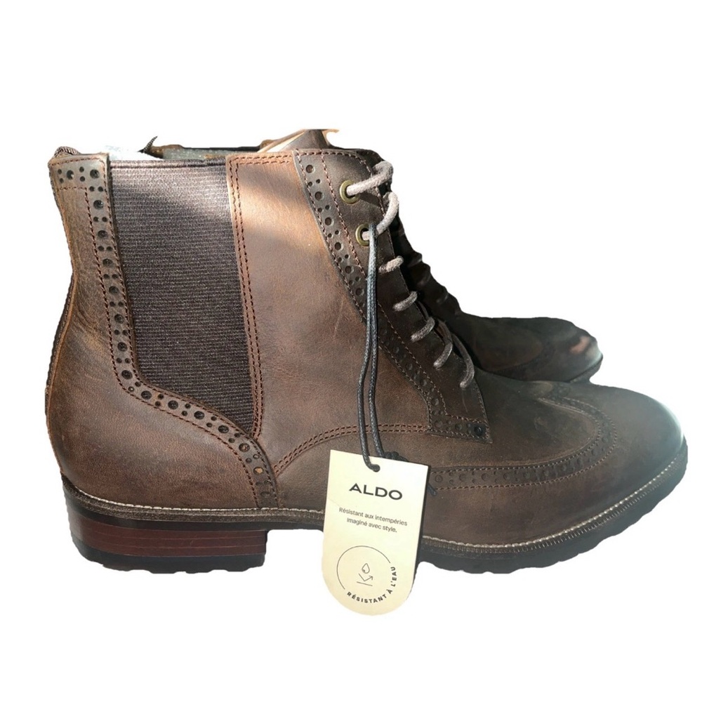 Aldo Salinger Men’s Wingtip Dress Shoes – Brown Leather, Size 9 BNIB